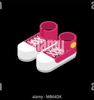 Red Sneakers isometric style. Sport shoes isolated. Vector illustration Stock Vector