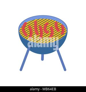 Barbecue grill isolated. Fried sausage. BBQ Isometrics Stock Vector