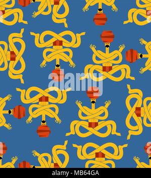 Yogi seamless pattern. Indian yoga in turban background. Relaxation and meditation. spiritual, mental and physical practices. Stock Vector