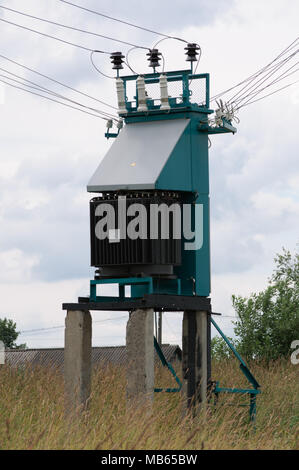 Vyazma, Russia - July 02, 2011: Rural Transformer Substation Stock Photo