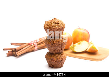 Apple Cinnamon Pecan Muffins on a White Background Stock Photo