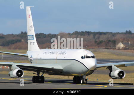 61-2670, a Boeing OC-135B Open Skies operated by the United States Air Force on the Open Skies agreement, at Prestwick Airport in Ayrshire. Stock Photo