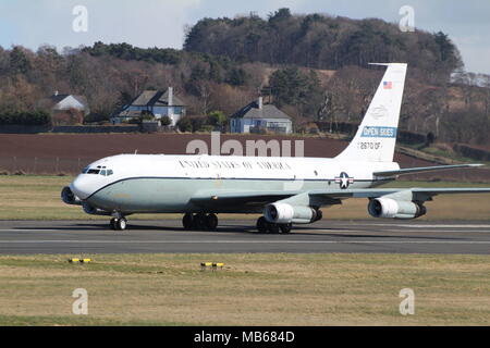 61-2670, a Boeing OC-135B Open Skies operated by the United States Air Force on the Open Skies agreement, at Prestwick Airport in Ayrshire. Stock Photo