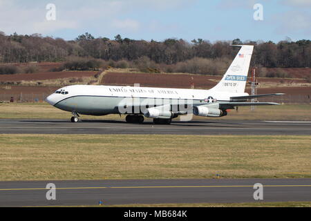 61-2670, a Boeing OC-135B Open Skies operated by the United States Air Force on the Open Skies agreement, at Prestwick Airport in Ayrshire. Stock Photo