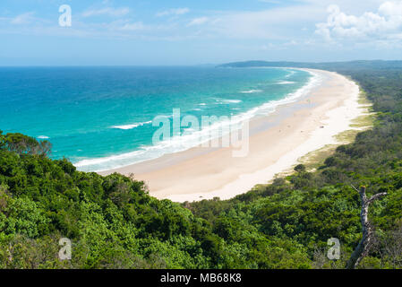 View over Tallow Beach with turquoise waters in Arakwai National Park at Byron Bay, NSW, Australia. Stock Photo
