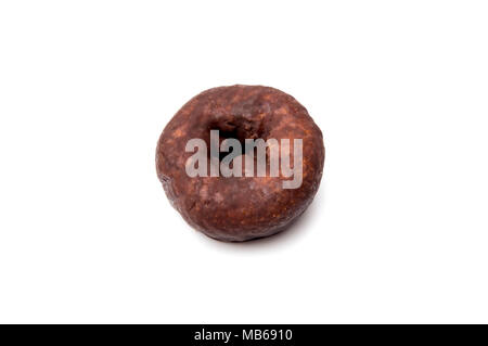 Chocolate Covered Snack Donuts on a White Background Stock Photo