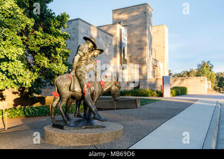 Statue of Simpson and his donkey at Australian War Memorial, Canberra, Australia Stock Photo
