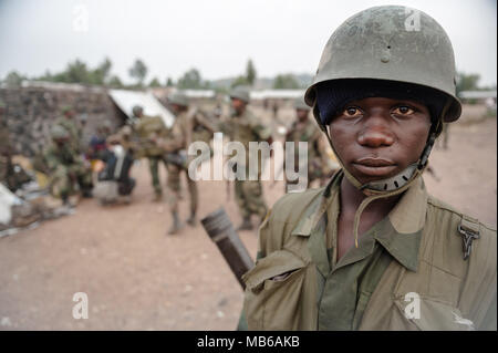 A DRC government soldier during operations against the Rwandan backed M23 militia Stock Photo