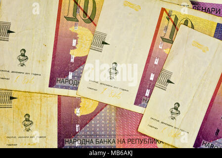 Close-up MACEDONIA CURRENCY, Macedonian denar Bank note Stock Photo