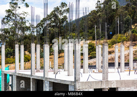 Reinforced concrete columns on first floor slab Stock Photo