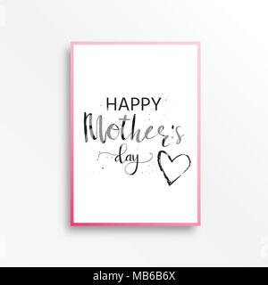 Happy Mother's Day - hand drawn calligraphy  phrases. Holiday lettering for card, poster, banner, scrapbook, home decor, print textile. Vector ink ill Stock Vector