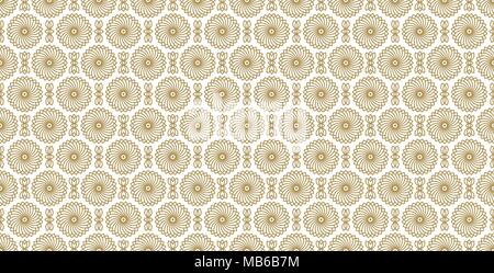 Golden floral pattern, part 05. Seamless golden pattern with flower in outlines and rhombuses the white background. Can use for wrapping paper, textil Stock Vector