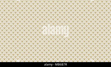 Golden geometric pattern, part 07. Seamless golden pattern with round lines and rhombuses on the white background. Can use for wrapping paper, textile Stock Vector