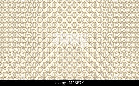 Golden geometric pattern, part 08. Seamless golden pattern with lines, spheres and circles on the white background. Can use for wrapping paper, textil Stock Vector