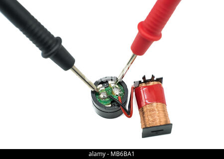 Electrician's Probes Testing Components and isolated on a white background Stock Photo