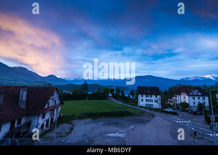 Dramatic morning sky at Lucerne, Switzerland Stock Photo