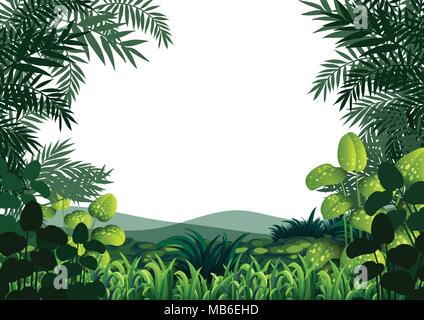Background frame with hills and grass illustration Stock Vector