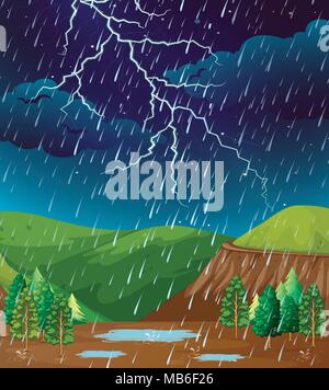 Background scene with rain in the garden illustration Stock Vector ...