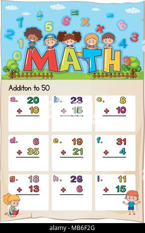 Math Worksheet Addition Template illustration Stock Vector Image & Art ...