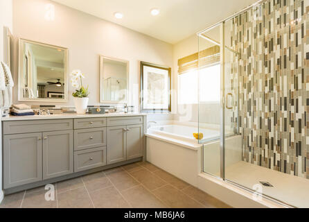 Beautiful Custom Master Bathroom Stock Photo