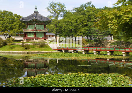 Famous Pagoda in Gyeongbok Palace, Seoul, South Korea Stock Photo