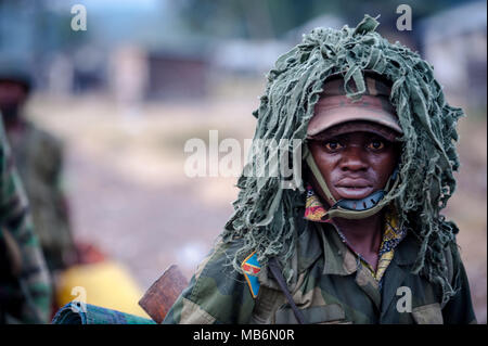 A DRC government soldier during the conflict with the Rwandan sponsored M23 militia Stock Photo