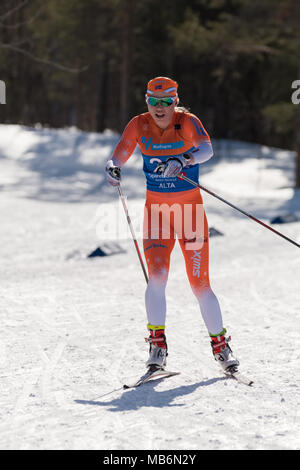 Norwegian skiing girls championship Stock Photo