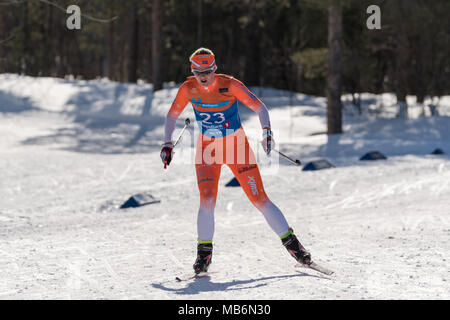 Norwegian skiing girls championship Stock Photo