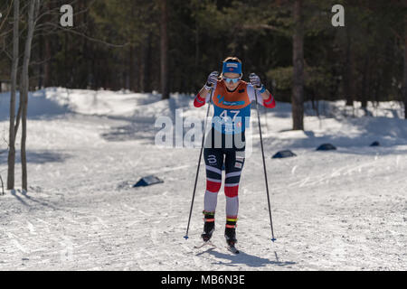 Norwegian skiing girls championship Stock Photo