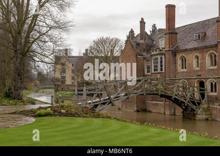 Mathematical Bridge over the River Cam at Queen's College, Cambridge, England Stock Photo