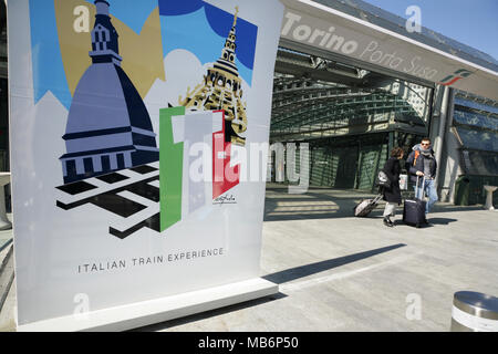 Entrance to the new Porta Susa railway station, Turin, Italy. Stock Photo
