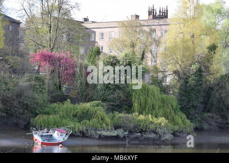 View of Chester University's Riverside campus from across the River Dee Stock Photo