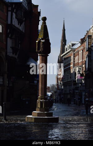 Chester's High Cross standing tall on a cold winters morning Stock Photo