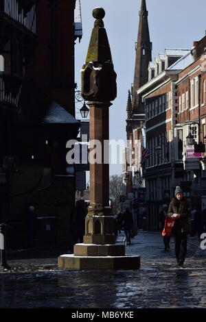 Chester's High Cross standing tall on a cold winters morning Stock Photo