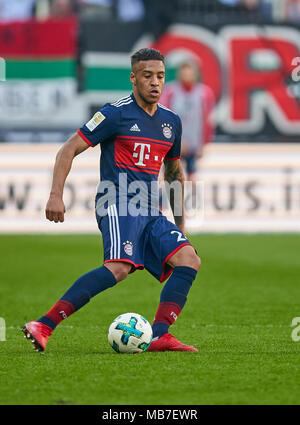 Augsburg, Germany. 7th April, 2018. FC Bayern Munich Soccer, Munich, April 07, 2018 Corentin TOLISSO, FCB 24  drives the ball, action, full-size,  FC AUGSBURG - FC BAYERN MUNICH 1-4 1.German Soccer League , Augsburg, April 07, 2018,  Season 2017/2018 © Peter Schatz / Alamy Live News Stock Photo