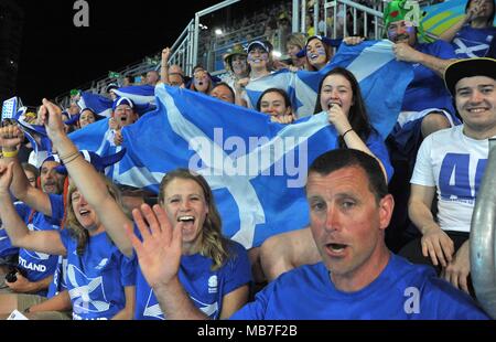 Queensland, Australia. 8th April, 2018. Fans. Swimming. XXI Commonwealth games.Optus Aquatic centre. Gold Coast 2018. Queensland. Australia. 08/04/2018. Credit: Sport In Pictures/Alamy Live News Stock Photo