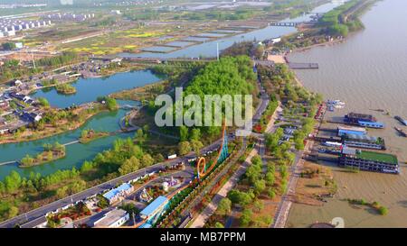 April 8, 2018 - Huai'An, Huai'an, China - Huai'an, CHINA-8th April 2018: Aerial photography of Hongze Lake in east China's Jiangsu Province. Credit: SIPA Asia/ZUMA Wire/Alamy Live News Stock Photo