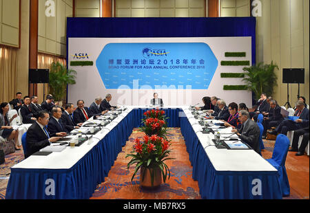 Boao, China's Hainan Province. 9th Apr, 2018. The Board of Directors Meeting of the Boao Forum for Asia (BFA) is held in Boao, south China's Hainan Province, April 9, 2018. Credit: Guo Cheng/Xinhua/Alamy Live News Stock Photo