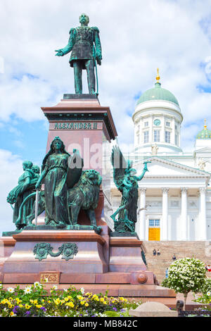 Alexander II Monument (erected in 1894, sculptor Walter Runeberg) on Senate Square in Helsinki, Finland Stock Photo