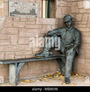 A statue of Harry Longabaugh, better known as the Sundance Kid, in Sundance, Wyoming. Stock Photo