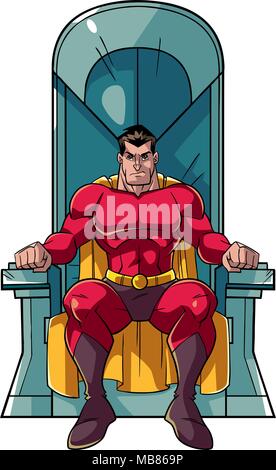 Superhero on Throne Stock Vector