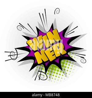 winner win game comic book text pop art Stock Vector