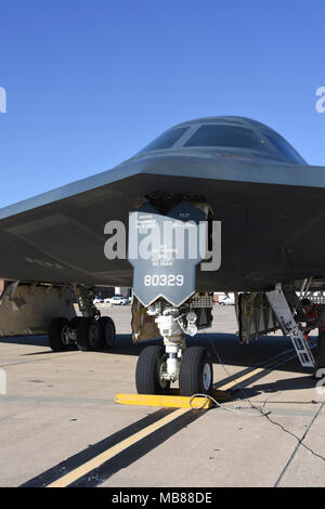 The Spirit of Missouri, the B-2 Flagship of the Missouri Air National Guard's 131st Bomb Wing, returns from a recent training mission, at Whiteman Air Force Base, Missouri, Feb 25, 2018. (U.S. Air National Guard Stock Photo