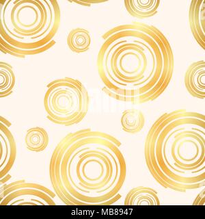 Classic seamless gold glitter pattern circle ornate. Seamless circles background. Stock Vector