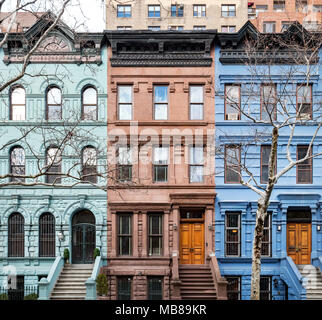 Colorful historic buildings on the Upper West Side of Manhattan in New York City Stock Photo