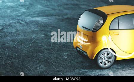 Electric car in charge, 3d render illustration Stock Photo