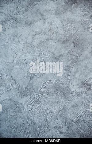 Texturized grey putty. Vintage or grungy background of venetian stucco texture as pattern wall. Stock Photo