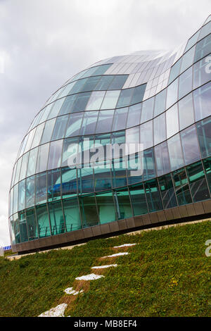Newcastle, England - March 7, 2018: View of a section of the Sage Gateshead. This modern building is an international  home for music. Stock Photo