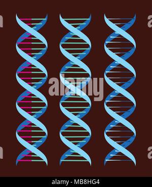 Science icon DNA molecular structure symbol blue colors, genetic research, healthcare, medicine Stock Vector