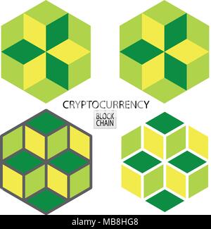 blockchain connections and securities green yellow black graphics trade marks Stock Vector